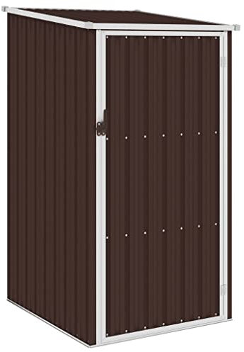 Metall Gerätehaus Gartenhaus Geräteschuppen Gartenschuppen Outdoor Geräteschrank, Braun 87x98x159 cm