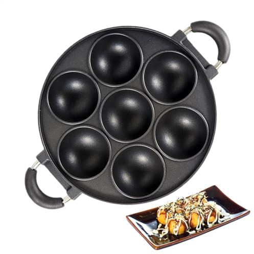 Cast Iron Fried Egg Pan, Cake Pan with Handles, Pre-Seasoned Non-Stick Baking Set, 7-Cup Tray for Scones, Cornbread, Muffins, Cupcakes, Ideal for Baking and Cooking