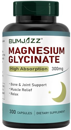 Magnesiumglycinat-Ergänzung – 300 stück Magnesium-Ergänzung Magnesiumglycinat 300mg – 100% chelatiert für hohe Absorption Vegane essentielle Mineralstoff-Ergänzung 300 Kapseln