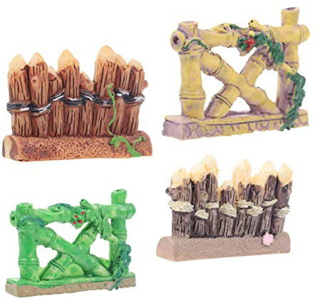 Abaodam 4 Pezzi Recinzione di bambù in resina mini recinzione da giardino recinzioni decorative ornamenti di recinzione mini accessorio per l'arredo del giardino