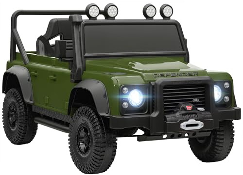 AIYAPLAY Macchina Elettrica per Bambini 3-8 Anni 12V Fuoristrada Land Rover 110SVX, 3-5km/h Auto Elettrica per Bambini con 2 Motori, Sospensioni, Telecomando, Musica, Fari, Cintura e Clacson, Verde