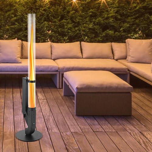 Eikuavons Tuyau de feu à granulés en acier au carbone – Torche de jardin avec clapet de carburant réglable et tube en verre de 3 mm, montage facile avec vis, colonne de feu d'extérieur pour terrasses