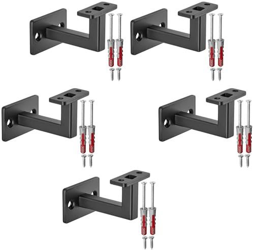 SOTECH Handlaufhalter NOBLE 90° (5er Set) Stahl schwarz pulverbeschichtet 58 x 58 x 75 mm Geländerhalter eckig Halter für Treppengeländer