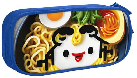 KWQDOZF Trousse à Crayons Grande capacité avec Motif Nouilles Ramen et coquetiers, Double Fermeture éclair, Organiseur de Maquillage