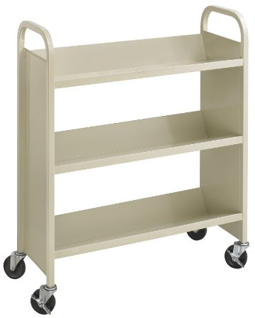 Safco 6 Shelf Rolling Book Cart, Slanted Single Sided for Library, Classroom, Office, Heavy Duty Steel, Sand