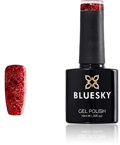 Bluesky Gel Nail Polish, Red Glitter Sp19, 10 ml (Requires Drying Under UV LED Lamp)