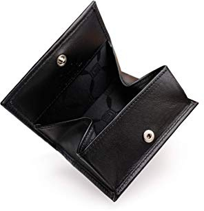 GIUDI Portefeuille en cuir pour homme - Mini portefeuille - Boîte viennoise - Marron - Cuir de veau véritable - Vintage - Porte-monnaie, Noir , 9,5 x 8 x 1,8 cm