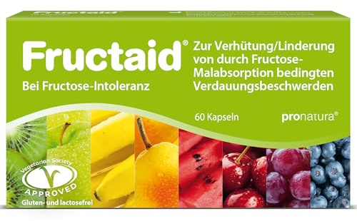 pro natura Fructaid – 60 Kapseln bei Fructose-Intoleranz, Medizinprodukt zur Prävention und Linderung von durch Fructose-Malabsorption bedingten Verdauungsbeschwerden