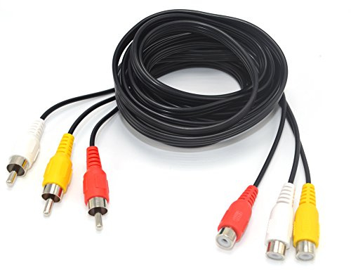 XENOCAM Cavo composito RCA audio/video DVD/VCR/SAT giallo/bianco/rosso connettori 3 maschio a 3 femmina
