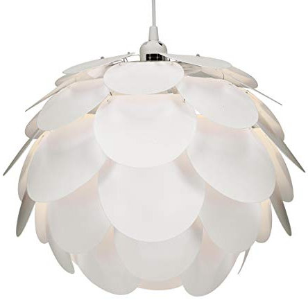 kwmobile Lampe Puzzle Suspension Plafond - Luminaire Abat-Jour Fleur avec Câble et Bague E27 - Lustre Chambre Salle à Manger Cuisine Salon - Blanc