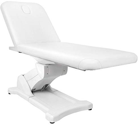 Activeshop Kosmetikliege Massageliege Massagetisch Massagestuhl Elektrish 808 mit 2 Motoren Weiss bis 200 kg belastbar Premium-PU-Leder