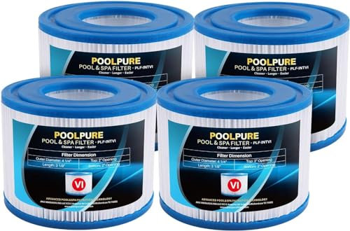POOLPURE Replacement Bestway Spa Filter for Type VI SPA, Hot Tub Filter Replaces 90352E, Set of 4