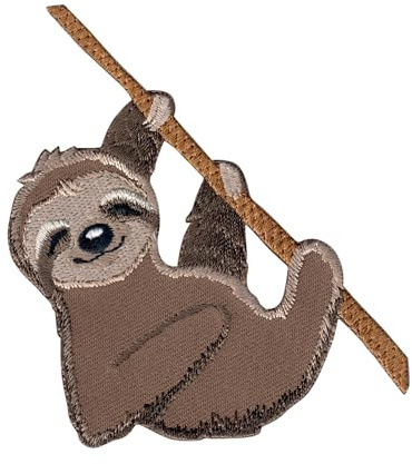 PatchMommy Faultier Aufnäher zum Aufbügeln für Kinder, 9 x 6,5 cm | Gesticktes Bügelbild, Patch & Applikation für Baby- und Kinderkleidung & Rucksäcke – zum Aufbügeln oder Aufnähen