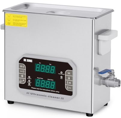 DK SONIC Ultraschallreiniger 6L, 180W Hochleistungs-Ultraschallreinigungsgerät mit Timer, Heizung und Touch-Steuerung, vielseitig einsetzbar für Motorradmotoren, Vergaser, Ketten (inkl. Korb)