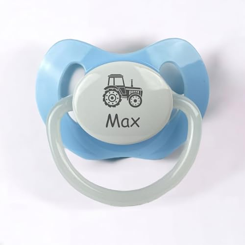 Schnuller Baby mit Traktor Doppelpack 2 Stück mit Gravur personalisiert. Dein Text, Nip aus Silikon personalisieren. Für den zukünftigen Landwirt