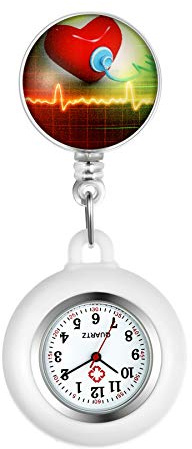Avaner Krankenschwesteruhr Pflegeruhr Analog Quarzwerk FOB Ansteckuhr mit Pin/Clip Taschenuhr mit Silikonhülle für Arzt Doktor Medical