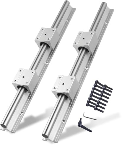 CNCYEAH Linearschiene Führungsschiene, 2 Stück Linearschiene 600 mm Linearlager-Gleitset mit 2 Linearführungswellen und 4 SBR20UU Lagerblöcken, Führungsschienenset für Drehmaschinen(SBR20-600mm)
