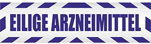 INDIGOS UG - Magnetschild Auto Eilige Arzneimittel mit Rahmen 45 x 12 cm blau - Magnetfolie LKW Truck Transporter Baustellenfahrzeug Firmenwagen - flexibel abnehmbar, wetterfest