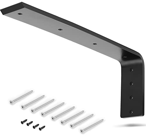 Heavy Duty Large Countertop Shelf L Bracket 16 Inch Solid Steel Metal - Support Corner Brackets Include Hardware for Easy Installation