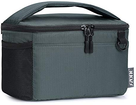 S-ZONE Padded Shockproof Foldable Partition Camera Insert Protective Bag for Case DSLR SLR TLR Sony Canon Nikon Or Flash Light (ArmyGreen-1)