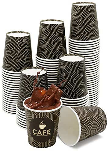 e!Orion 100 Vasos de Cartón Desechables - Vasos Cafe Para Llevar de 120ml (4oz) fabricados en España - Vasos Carton 100% Reutilizables Resistentes al Calor, Ideales para Café, Té, Cumpleaños, etc