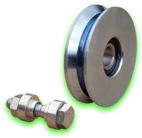 DECO FER FORGE- Roue Galet de Portail Coulissant avec Rainure Gorge V - Roulette Portail avec Boulon à Visser - Diamètre de la roue Ø 80 mm- Roulette Charge Lourde Capacite 300 kg- Porte coulissante