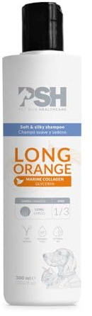 PSH Fresh Orange Shampoo - Shampooing pour Chiens et Chats à Poil Long - Hydratation Profonde, Élasticité et Régénération - avec Collagène et Glycérine - Usage Fréquent - 300 ML