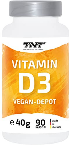 TNT Vitamin D3 Kapseln (90 Kapseln) • 100% Vegan • Hochdosierte Depotkapseln • Vitamin D3 hochdosiert • D3 Supplement • Made in Germany