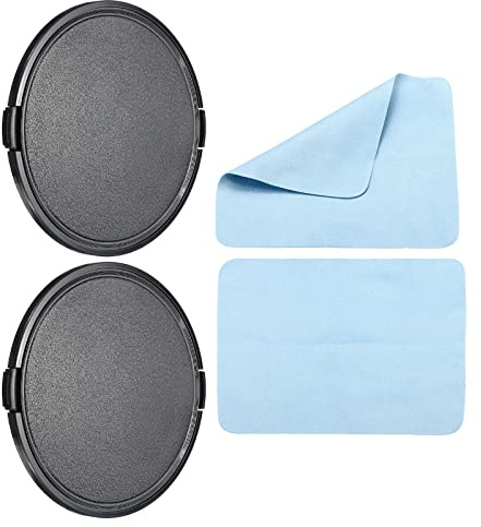 PATIKIL Camera Lens Cap, 2 Pack Sides Pinch Front Lens Cover with Microfiber Cleaning Cloth for 105mm Thread Universal DSLR Lenses for Nikon, for Fujifilm, for Pentax, for Leica