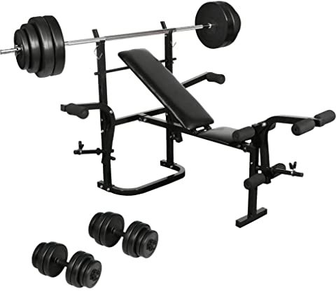 WIFESE Klappbare Hantelbank mit Langhantel Kurzhantel Set Hantelscheiben Gewichte Hantel Kraftstation SportgeräTe Zuhause Hantelbank mit Gewichten Hantelbank Bankdrücken 156x123x103 cm 60,5 kg