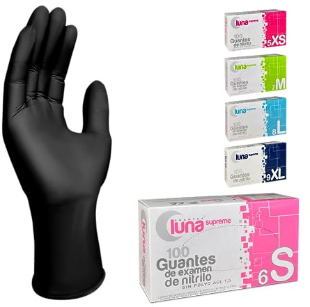 MUNTRADE Guantes Desechables de Nitrilo 1000 unidades, (S, Negro) | Sin Polvo, Sin Látex - Todas las tallas