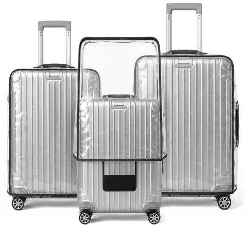 T Tersely 3 Pieces Luggage Cover Protectors, for 20 24 28 inch luggage Clear PVC Suitcase Cover Set,Waterproof Suitcase Protective Covers for Tsa Approved for Travel