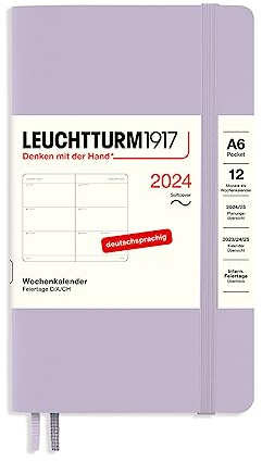 LEUCHTTURM1917 367669 Veckokalender ficka (A6) 2024, softcover, lilac, tyska, 12 månader