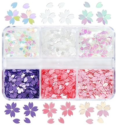 Feuilles de Fleurs de Cerisier Brillant, Confetti Paillettes Feuilles de Fleurs de Cerisier Confetti Glitter Feuilles de Cerisier Artisanat Sequins DIY manucure et décoration de fête