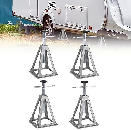 JOIEYOU Unterstellbock Aluminium Unterstellböcke 4 Stück 1T Tragfähigkeit 285-430mm Anhänger Stützen für KFZ PKW Caravan Wohnmobil Zubehör