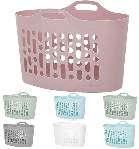 ARUUJ 50L Flexible Laundry Basket Plastic Flexi Tub - Heavy Duty Storage Basket Freestanding Clothes Washing Organiser - Indoor Outdoor Home Garden Bedroom Laundry Room Bucket In Assorted Colors