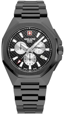 Swiss Alpine Military Herren Uhr Chronograph Analog Quarz 7005.9177SAM Edelstahl