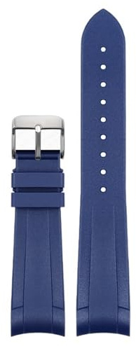 TIOYW Gummi-Armband für Tudor Black Bay GMT Uhrenarmband, gebogenes Ende, Faltschließe, Schwarz, Blau, Rot, 22 mm Armband