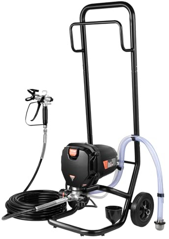 VEVOR Système de Peinture par Pulvérisation 750 W 3000 PSI Pulvérisateur sans Air avec Chariot Pistolet de Peinture avec Tuyau 7,6 m 1,2 L/Min pour Peinture Intérieure Extérieure Fournitures Clôtures