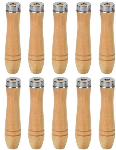 SagaSave 10Stück Holz Feilengriff, Feilenschneidewerkzeug-Handwerk, Sicherheits-Feilengriff mit Metall-Sicherheitsringen, Feilenschneidewerkzeug-Griff, langlebiger Ersatz-Feilenschneidegriff (110mm)