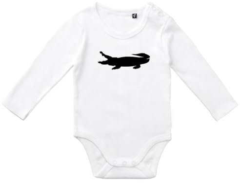 Huuraa Unisex Babystrampler Krokodile Silhouette Geschenk Größe 80 White Bio Baumwolle Fairtrade Krokodile Überraschung