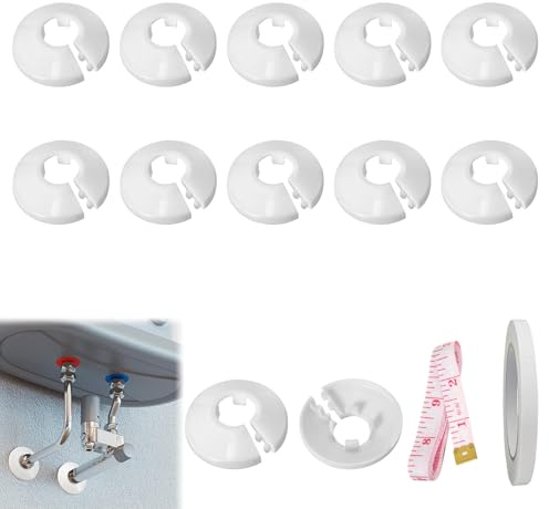 12 Stück Einzel Heizungsrohr Rosette, Heizkörperrosetten, Heizungsrohr Abdeckung, Rohrabdeckung, Klapprosette für Rohrsysteme 16 mm, für Heizungsrohre, Abdeckung, Rohrmanschette, Heizung, Heizkörper