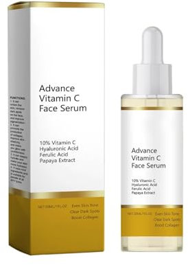 BIO Gesichtspflege Set mit Vitamin C Serum, 30ml Retinol Serum, Hyaluron Serum für das Gesicht, Glow-Booster, Aufhellendes- Vegan Naturkosmetik für Gesicht/Augenpartie (30ml)