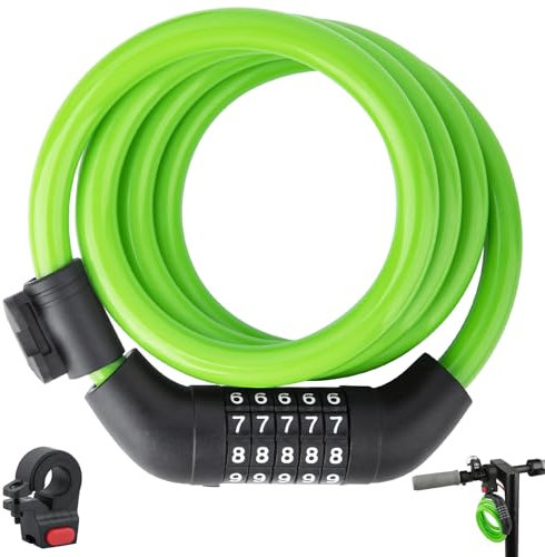 E-Scooter-Schloss, Fahrradschloss, 5-stelliges Zahlenschloss, 1,2 m, Fahrradschlösser, Kabel, strapazierfähig, Anti-Diebstahl-Kabelschlösser mit Halterung für Xiaomi M365/Max/GXL/Ninebot/Segway