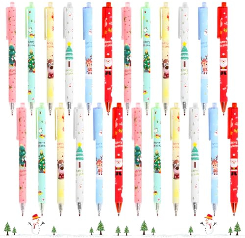 Cadimus Gelschreiber 24 Stücke Weihnachten，Kugelschreiber Weihnachten，Weihnachtsgel Stifte Cartoon，Schreibwaren für Schule, Büro, Haushalt,Weihnachtsgeschenke für Kinder