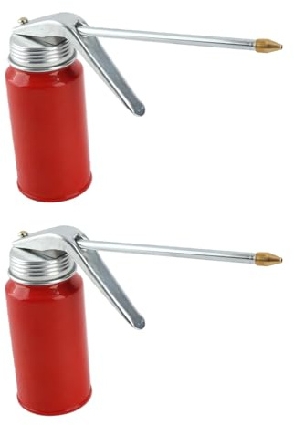 2Pcs 200ml Spray Gun Oiler Can, Durable Cold Rolled Steel Hand Pump for Efficient Lubrication of Motorcycles and Machinery
