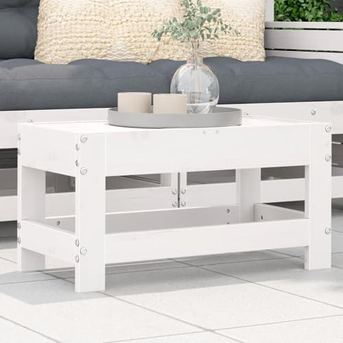 Somanki Gartenhocker Weiß 62x30x32 cm Massivholz Kiefer, Balkon Hocker, Fusshocker Garten, Hocker Garten, Fußhocker Für Sessel, Gartenmöbel Hocker - 844894