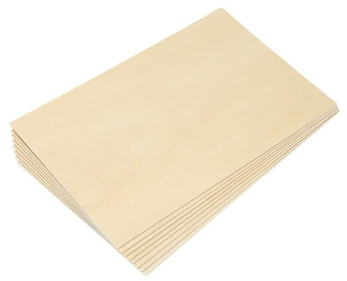 PATIKIL 8x12x1/16 Basswood Sheets, 8 Pcs 2mm Plywood Sheets Balsa Wood Board Unfinished Thin Wood Squares Boards with Smooth Surfaces for Crafts Laser Cutting Models Engraving Staining