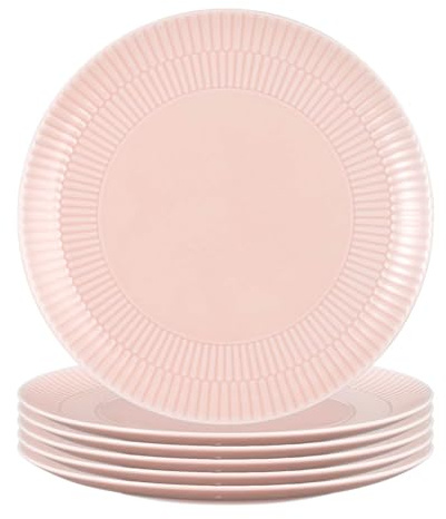 Seltmann Weiden Amina Rosé Frühstücksteller 6er Set, 23 cm, Runde Kuchenteller mit dezentem Relief-Muster, Spülmaschinen- und Mikrowellenfest, Porzellan, Rosa