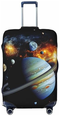 QMNEHJ Reisegepäckabdeckung, Planet Jupiter, Kofferabdeckung, Schutz, elastischer Gepäckschutz, kratzfest, wasserdichte Kofferhülle, passend für 45,7 - 81,3 cm große Koffer, Schwarz , M